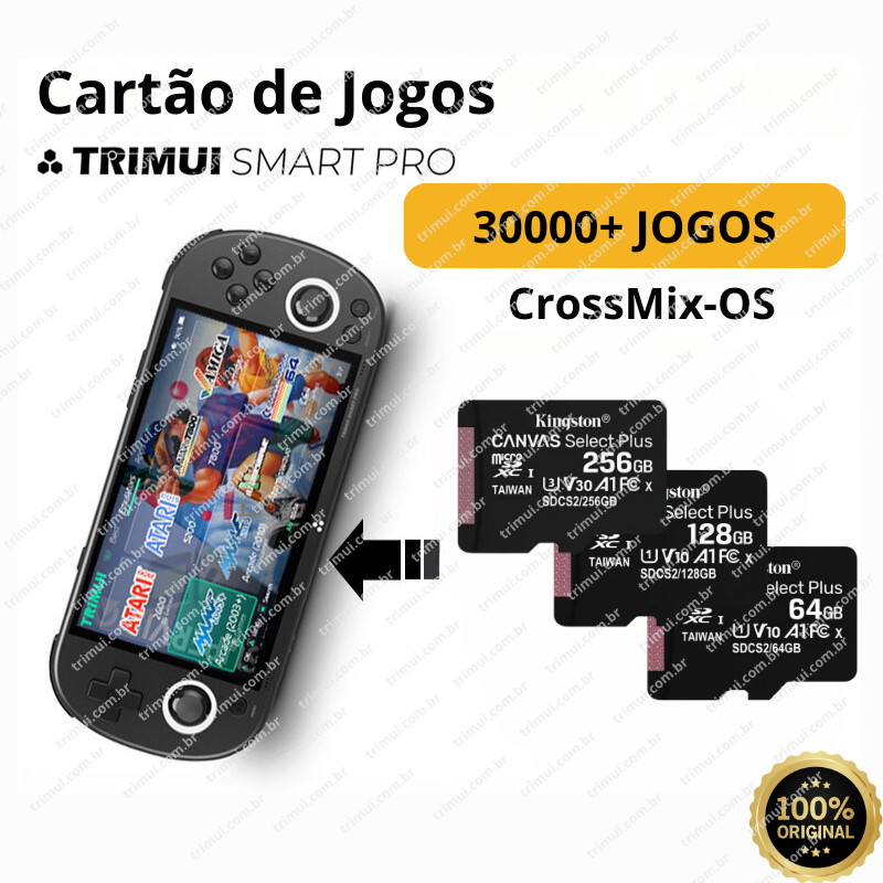 Cartão CrossMix-OS Trimui Smart Pro com Jogos – 64GB, 128GB e 256GB