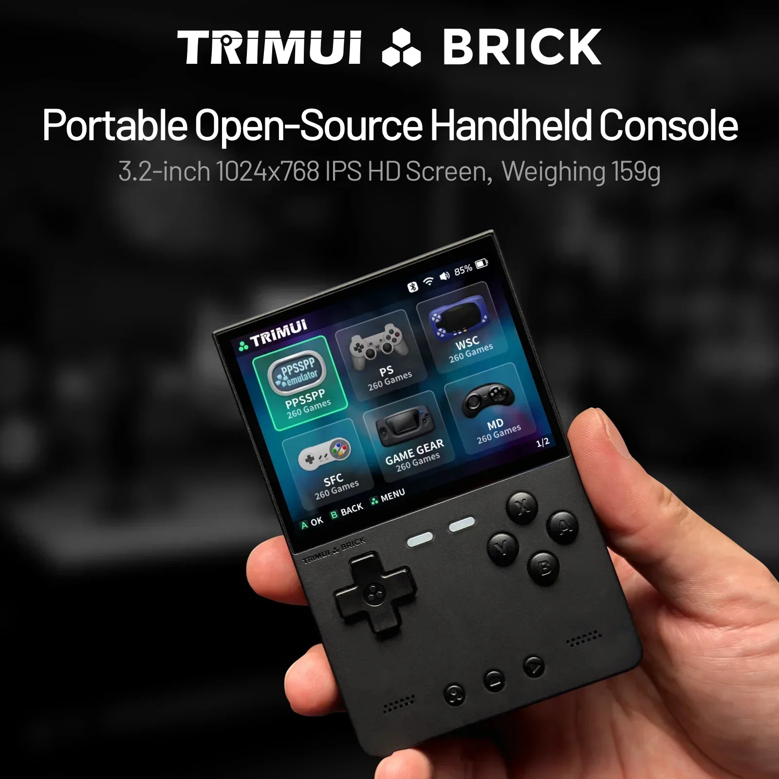 Console Vídeo Game Portátil TRIMUI Brick - 64GB, 128GB ou 256GB